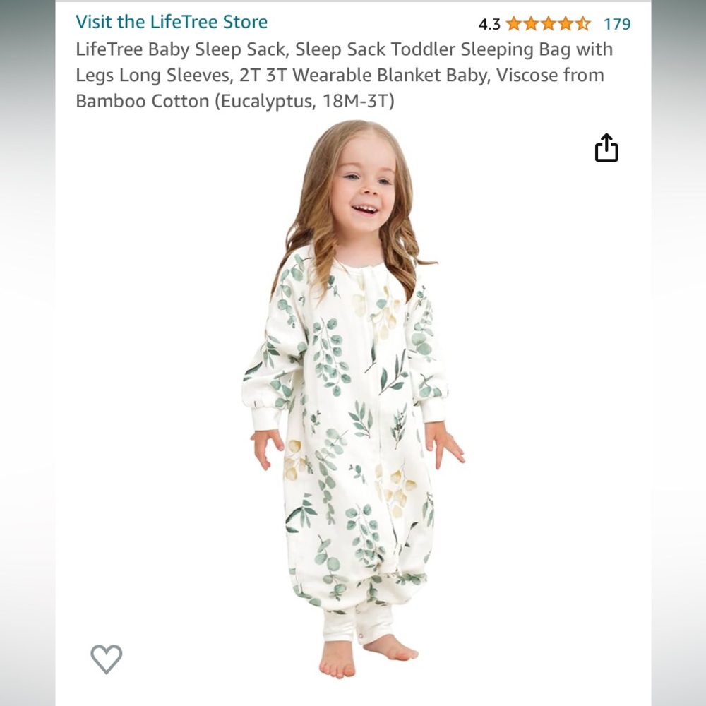 Lifetree 18m-3T footless toddler sleep sack double zipper